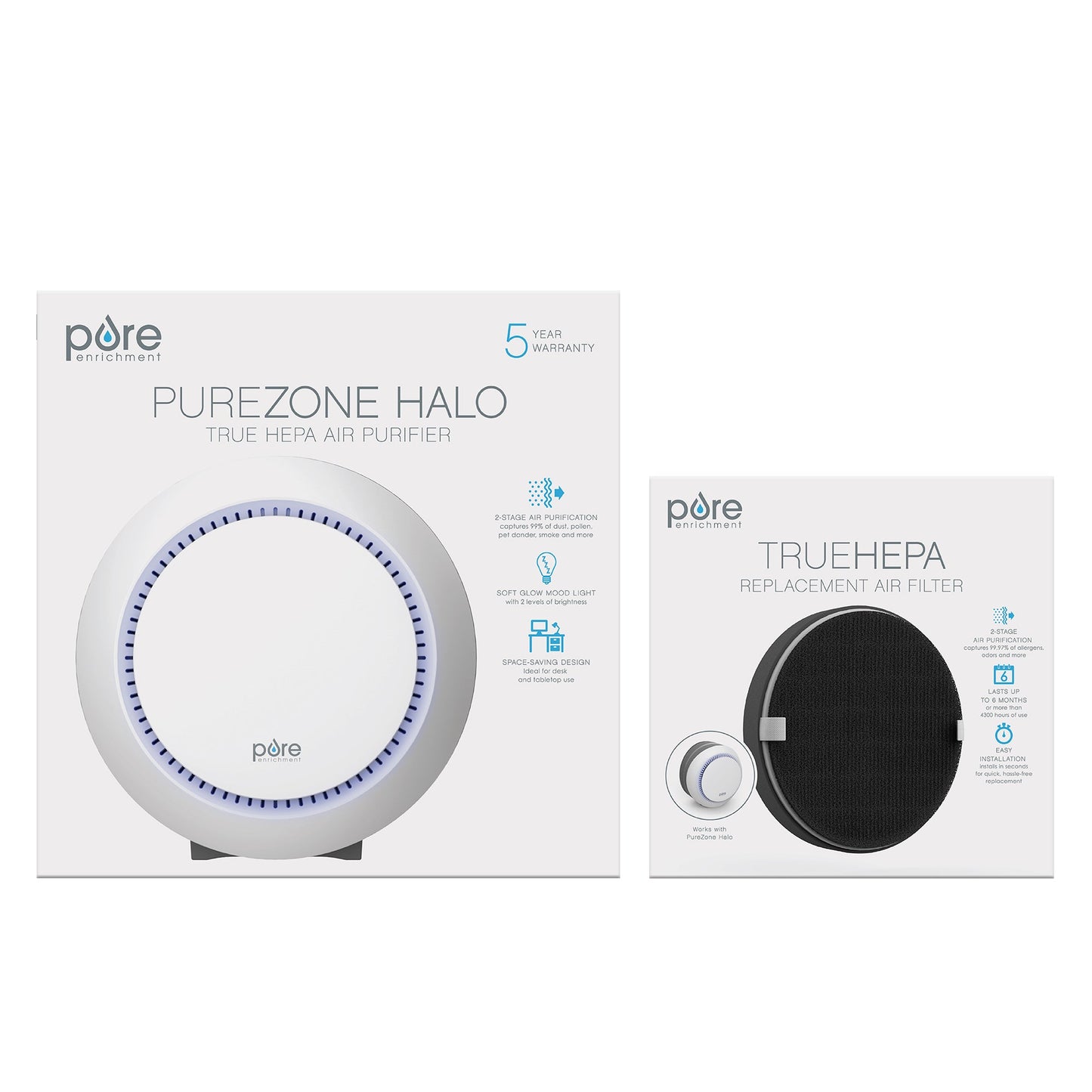 PureZone Halo True HEPA Luftreiniger & Ersatzfilterbündel