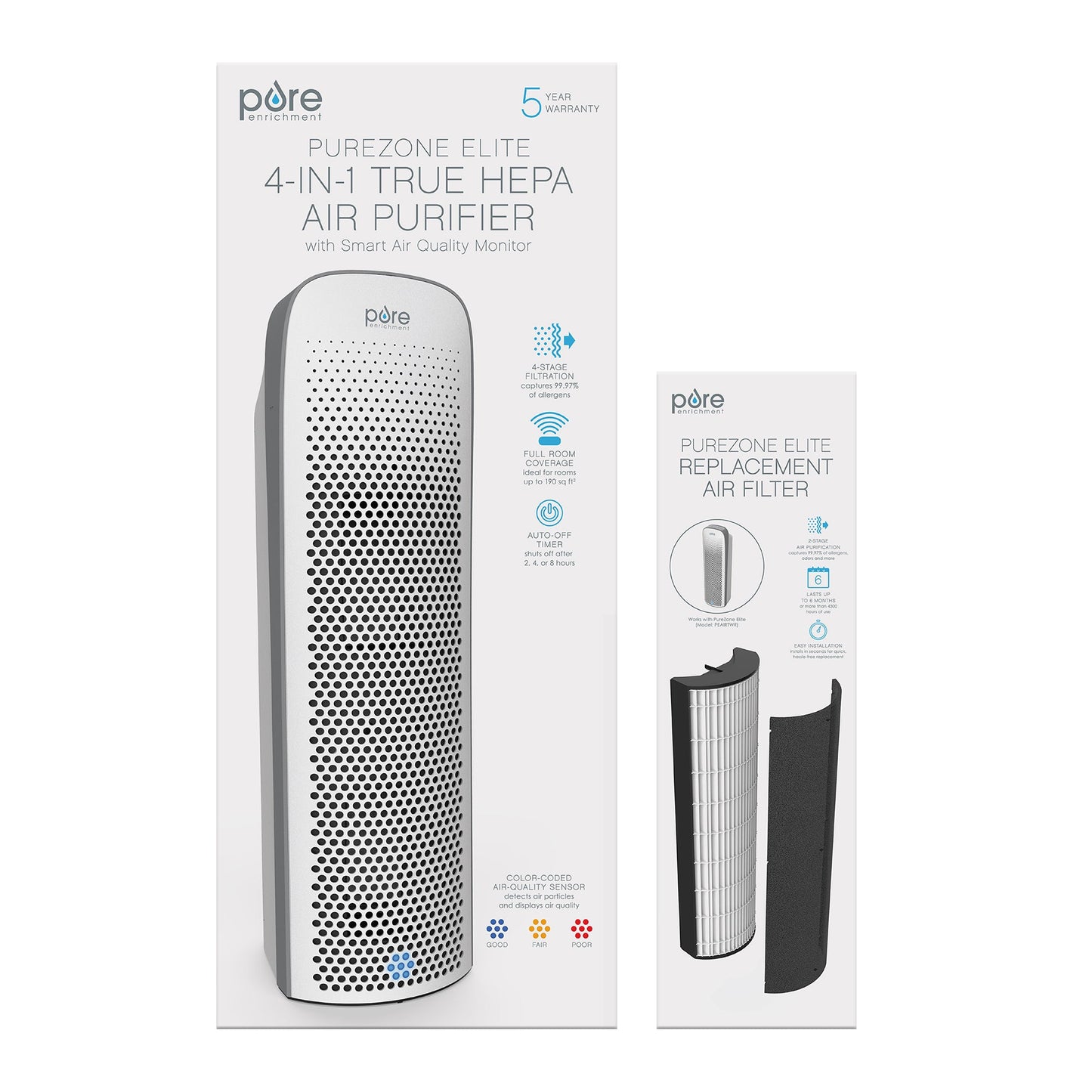 PureZone Elite 4-in-1 True HEPA Luftreiniger & Ersatzfilterbündel