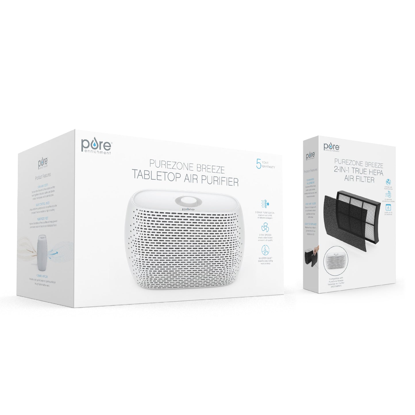 PureZoneTM Breeze Tabletop Luftreiniger & Ersatzfilterbündel