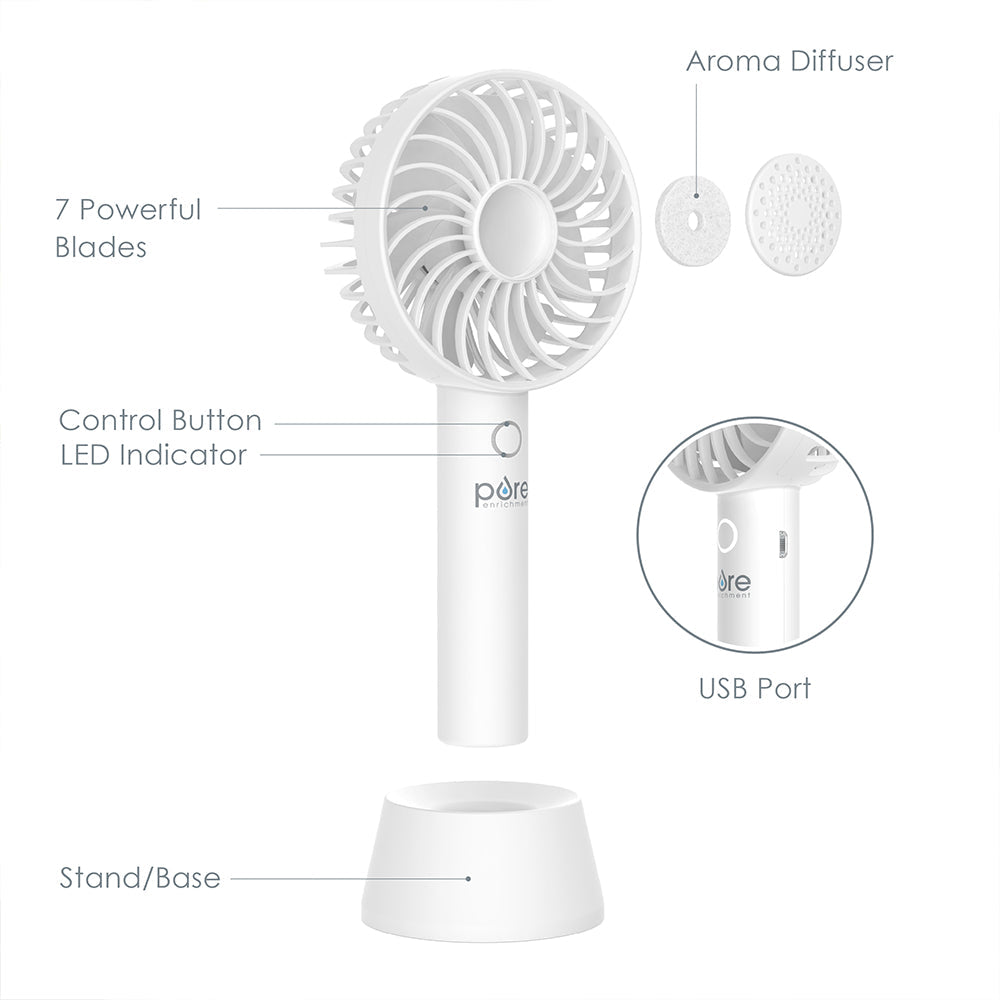 PureBreezeTM Personal Handheld Fan mit Base