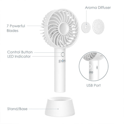 PureBreezeTM Personal Handheld Fan mit Base
