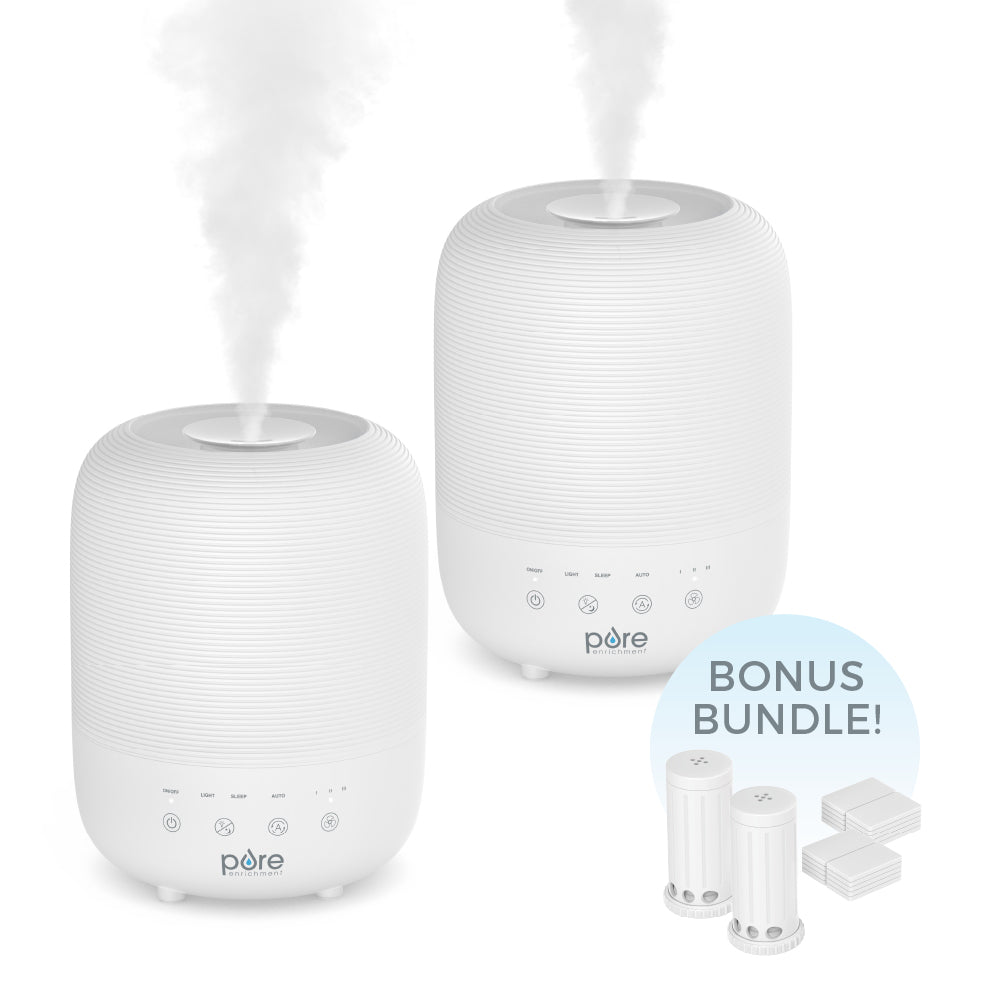 HUMETM Sense 2er-Packung Set - 2 Luftbefeuchter, 2 Filter und 20 Duftpads