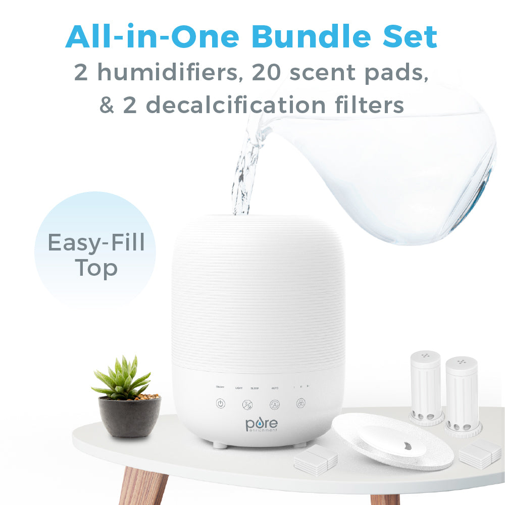 HUMETM Sense 2er-Packung Set - 2 Luftbefeuchter, 2 Filter und 20 Duftpads
