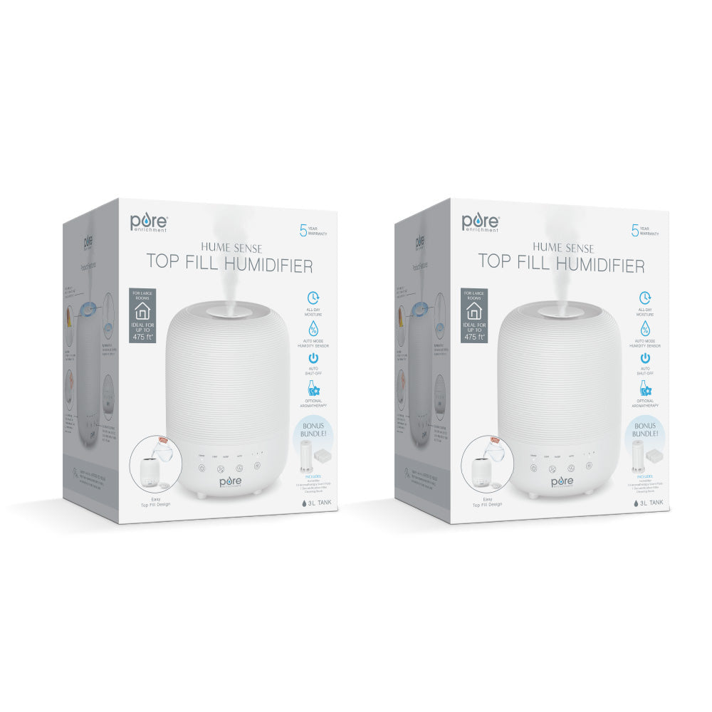 HUMETM Sense 2er-Packung Set - 2 Luftbefeuchter, 2 Filter und 20 Duftpads